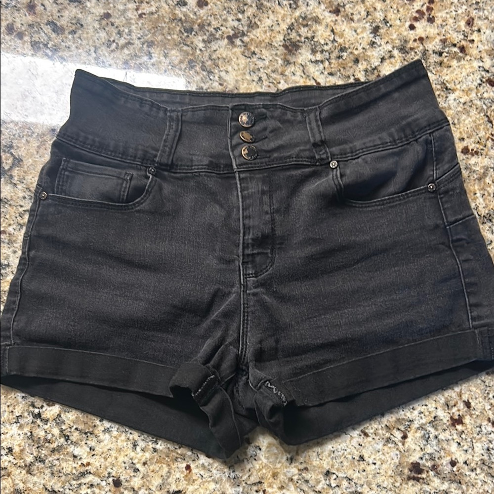 Wax Jean, Butt I Love You. Black Jean Shorts